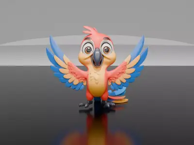 Rigged Bird Character Low-poly 3D model