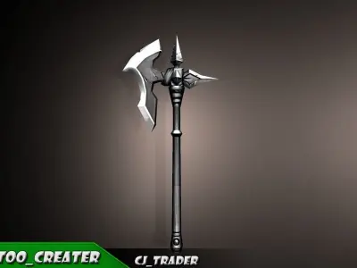 Fantasy Magic Spell Axe Low-Poly 3D Model Low-poly 3D model