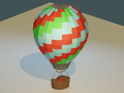 Low Poly Hot Air Balloon Low-poly 3D model