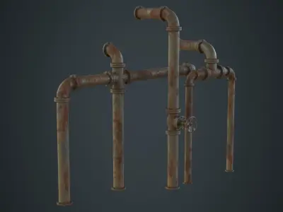 Industrial Pipes 2C Low-poly 3D model