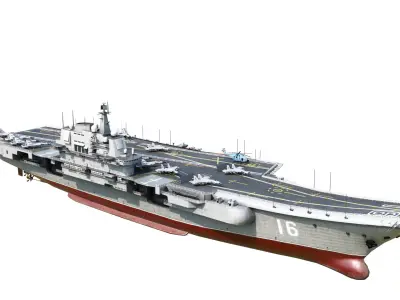 PLA NAVY Type 001 class aircraft carrier Liaoning ship Low-poly 3D model
