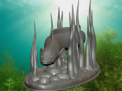 Eel underwater statue deatailed texture for 3d printing Free 3D print model