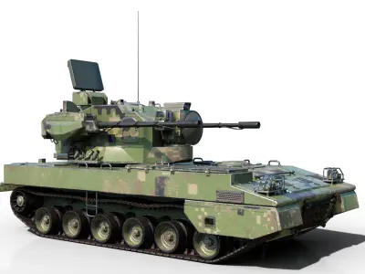 PBR Chinese PGZ-09 Self Propelled Anti Aircraft SPAAG Low-poly 3D model