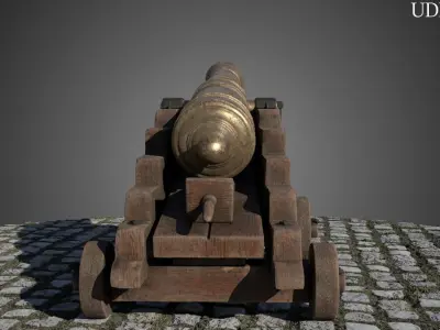 Bronze 6 Pounder Saker Cannon 1780 3D model