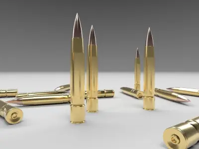 Assault Rifle Ammo Set Low-poly 3D model