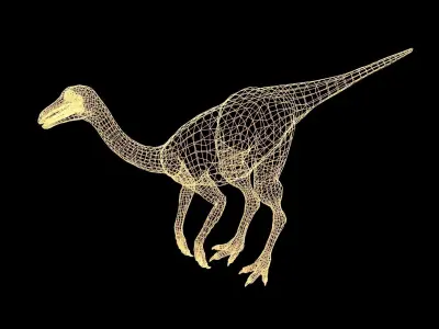 Struthiomimus dinosaur Low-poly 3D model