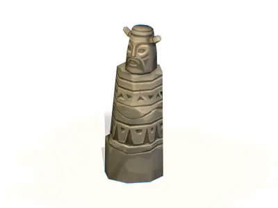 Handpaint Cartoon Stone Memorial Totem Symbol Low-poly 3D model