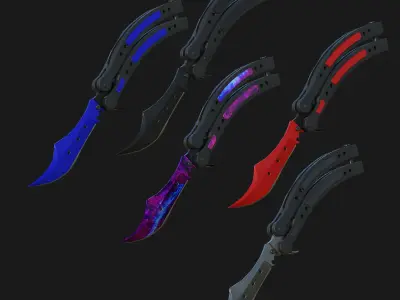 Military Knives Pack Low-poly 3D model
