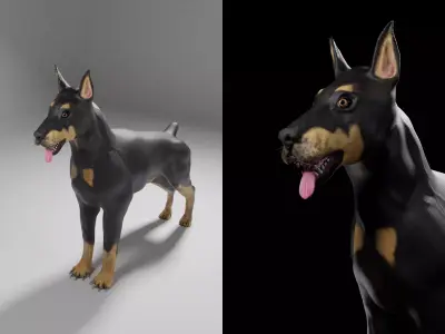 Doberman Dog Realistic Model Low-poly 3D model
