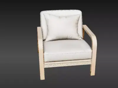 Wooden Armchair 3D Model  Modern Furniture Game  Render Ready  Free 3D model