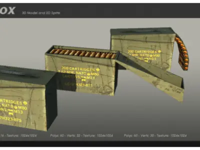 Ammo box open close Low-poly 3D model