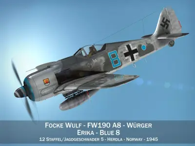 Focke Wulf - FW190 A8 - Blue 8 3D model