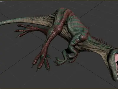 Allosaurus Dinosaur Rig and Animations Low-poly 3D model