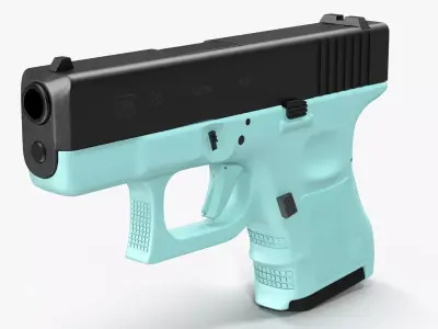 Glock 26 Blue Low-poly 3D model