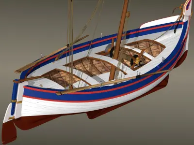 Shells Fishing Sailing Boat  Low-poly 3D model