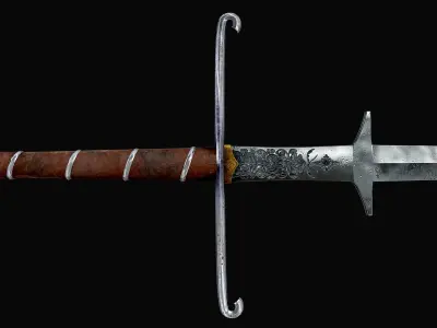 Montante two handed sword Low-poly 3D model