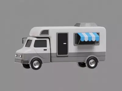 Caravan Cartoon Low-poly 3D model