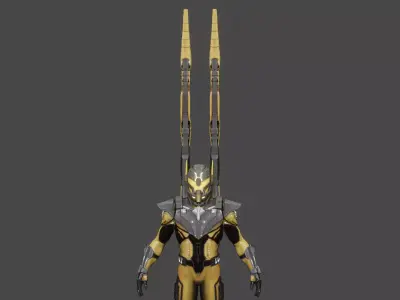 Yellow jacket  Low-poly 3D model