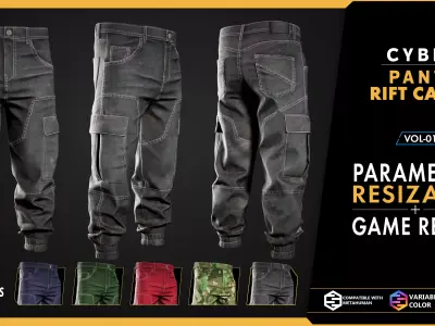 Modular Tactical Cargo Pants Low-poly 3D model purchase