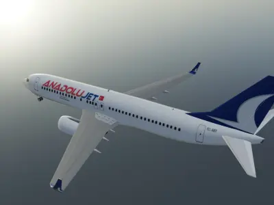 Anadolu jet Boeing 737-800 low poly 3D model Low-poly 3D model