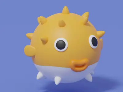 Cartoon Puffer Fish 3D model