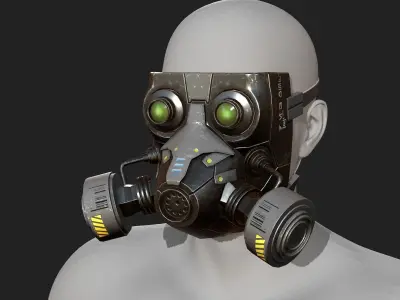 Gas mask helmet scifi military combat 3d model  Low-poly 3D model