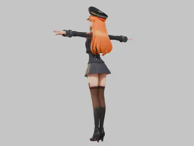 Lowpoly Stylized Anime Makima Character Game-Ready 3D Asset Low-poly 3D model