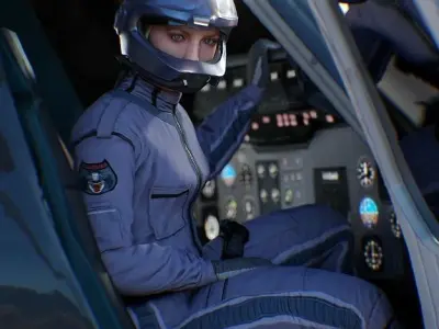 Airwolf Female Pilot Low-poly 3D model