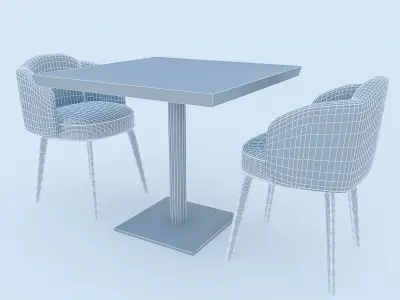 Cafe Table And Chairs Low-poly 3D model