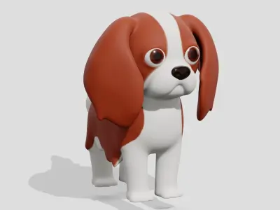 Cute dog  Cavalier King Charles Spaniel  3D model