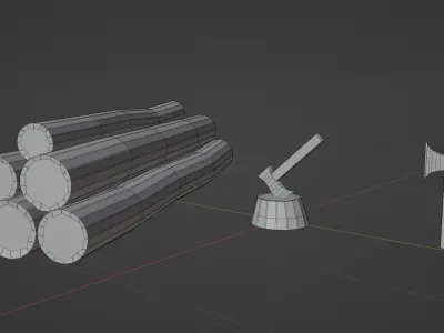 Axe and Logs Free 3D model