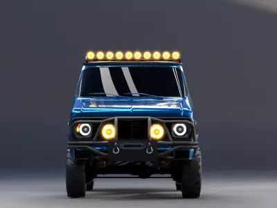 Classic Off Road Cargo Van Rigged Model Game Ready 4x4 Low Poly 3D model