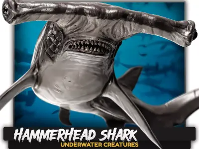 Hammerhead Shark - Ocean Predator - Underwater Creature - 29 Low-poly 3D model
