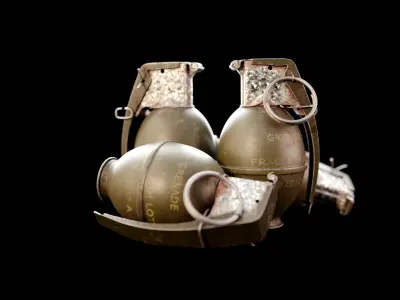 Realistic M26 Fragmentation Grenade 3D Model Low-poly 3D model