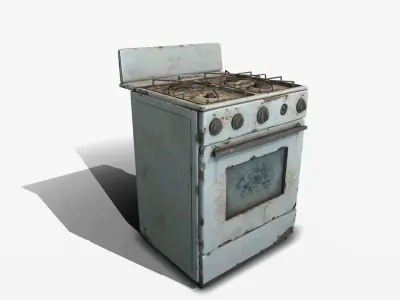 Old stove gas Low-poly 3D model