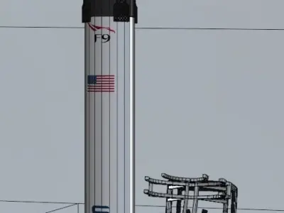Launch falcon 9 with smoke 3D model