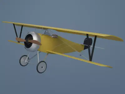 Airplane vintage biplane Low-poly 3D model