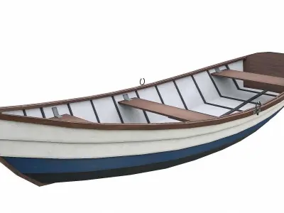 Painted Wooden Boat v2 Low-poly 3D model