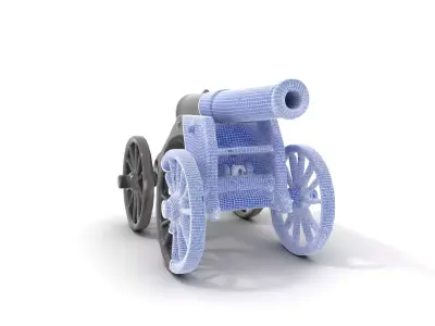 Historical Cannon Model Pack with Detailed Wheels Low-poly 3D model