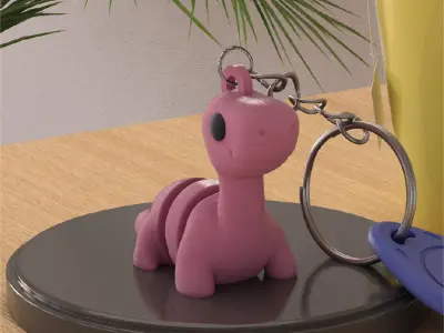 Long Neck dinosaur Articulated Keychain and Figure 3D print model