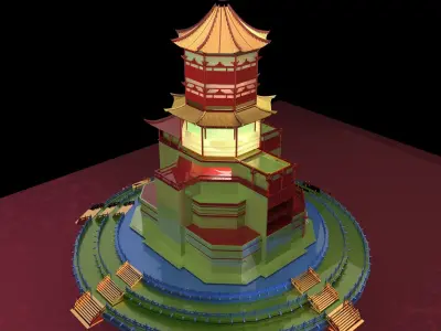 Chinese ancient  tower house   3D model