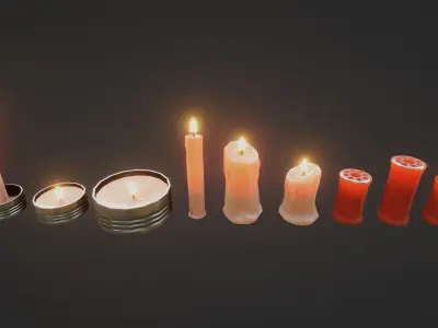 Candle Set Low-poly 3D model
