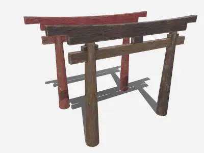 japan tori gate Low-poly 3D model