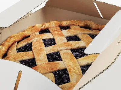 Berry Pie in Cardboard Box with Handles 3D model
