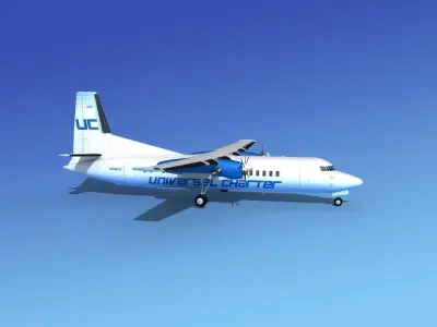 Fokker 50 Universal Charter 3D model
