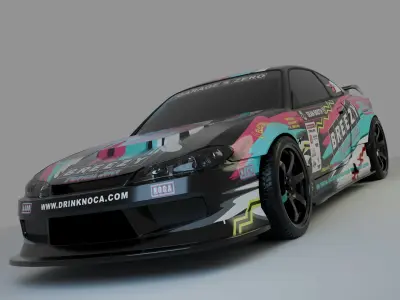 Breezy S15 Drift Car Rigged Free 3D model