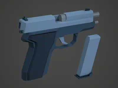 Stylized SIG Sauer P228 Low Poly Mobile Ready Low-poly 3D model