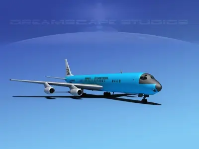 Douglas DC-8-63 Braniff International 3D model