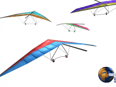 lowpoly hang glider set 3d model Low-poly 3D model