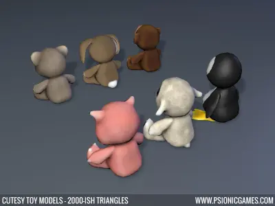 Cute Toy 3D Animal Models x 6 Free low-poly 3D model